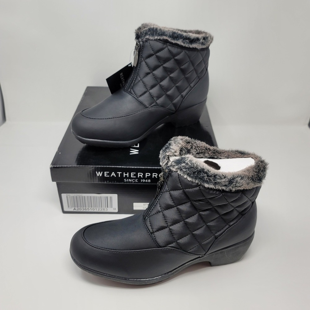 Weatherproof Women Grace Black Quilted Faux Fur Winter Snow Boots Size‎ 7.5M